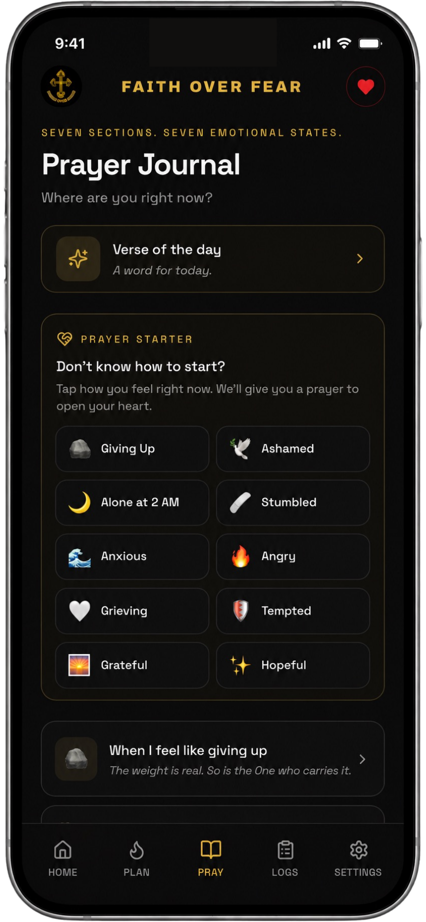 Faith Over Fear app screen 3
