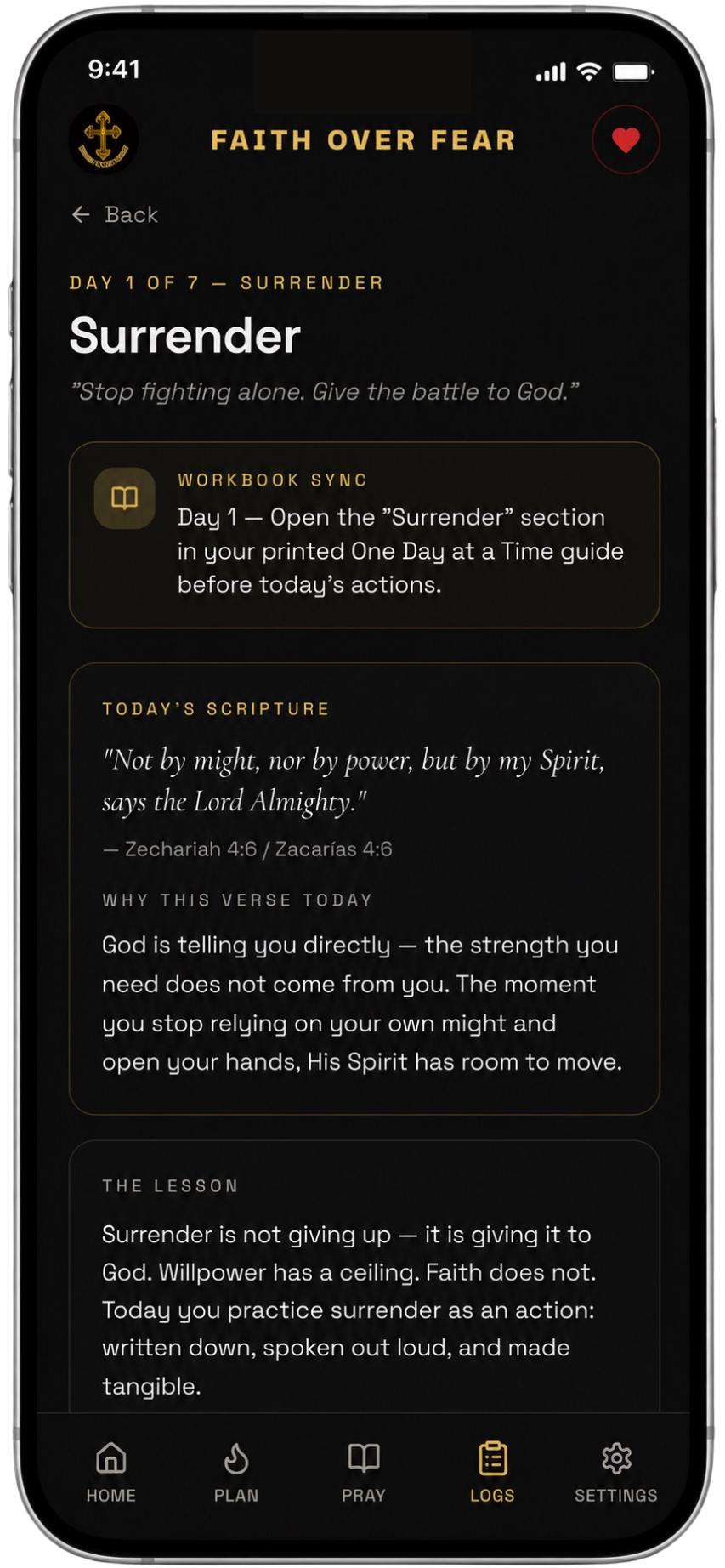 Faith Over Fear app screen 4